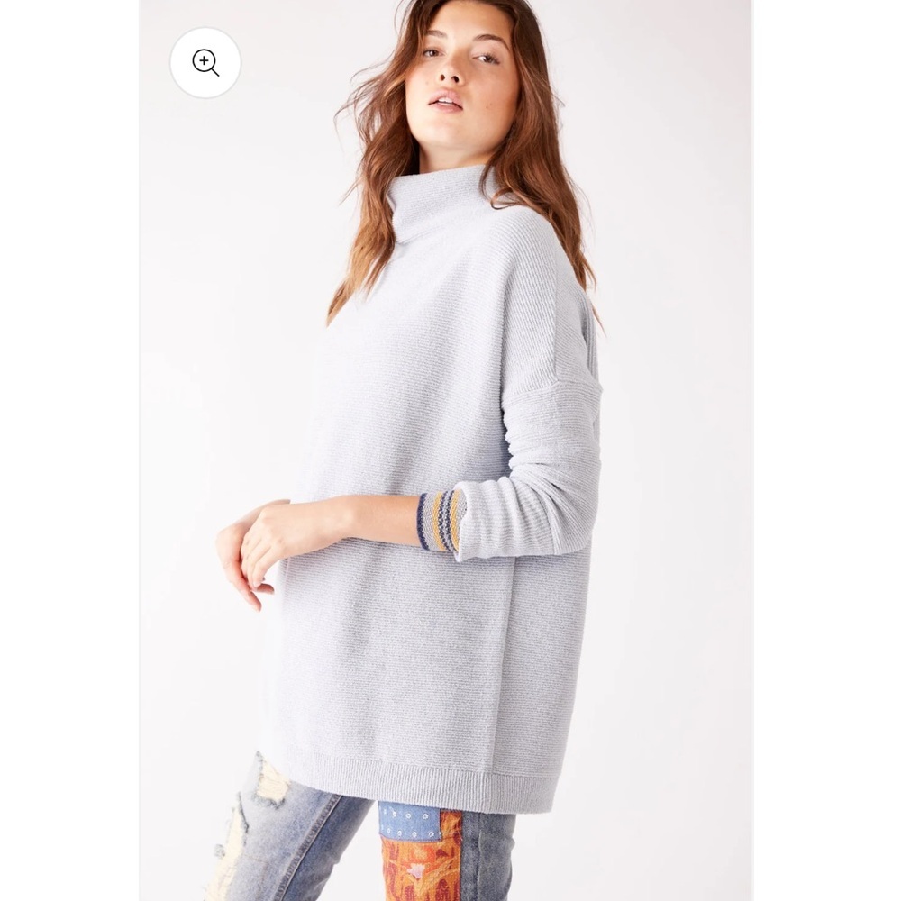 Free People Oxide Grey Slouchy Ottoman Cowl Neck Sweater